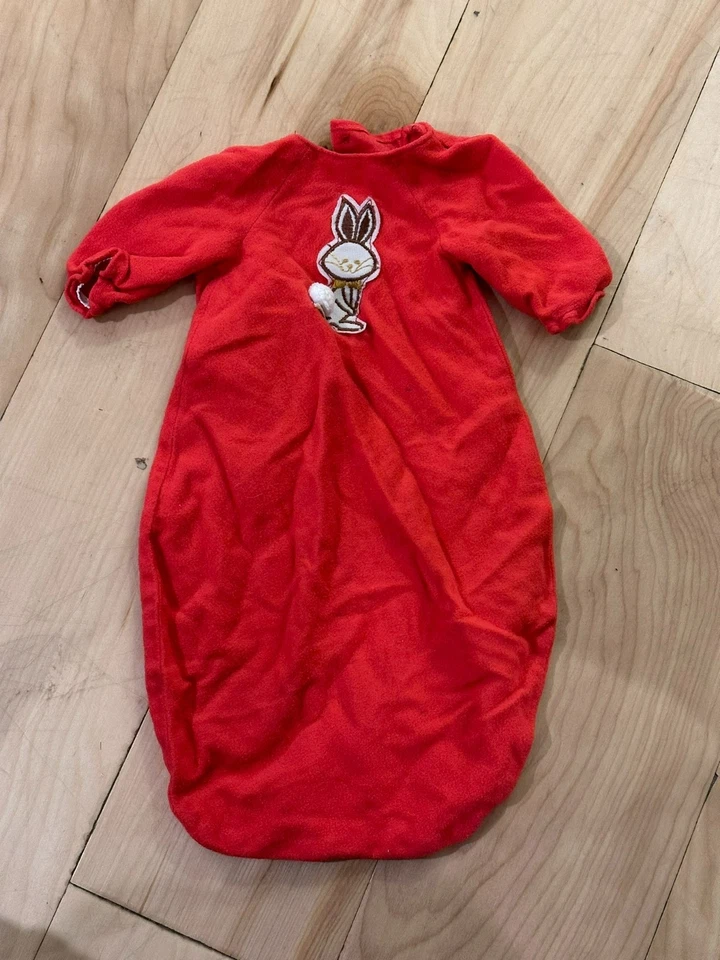 Saco de dormir rojo para bebé manta portátil conejo conejo apliques mangas pequeñas Foto 2 de 2