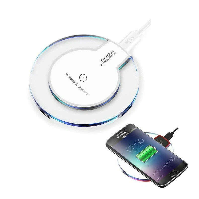 Slim 8mm Clear Wireless Charger Pad Fast Charging for Samsung Galaxy iPhone 16 - Image 3 of 4