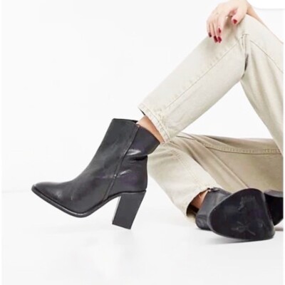 Free People Womens Barkley Boots Size 10 Black Leather Ankle Western  Booties