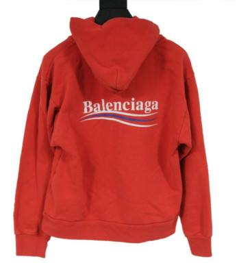 Balenciaga Kids Logo Hoodie Size 10 Stretch Cotton Red White
