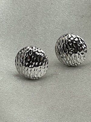 HERCO signiert - 14K WEISSGOLD DIAMANTSCHLIFF - 11,5 mm HALBKUPPEL ITALIENISCHE OHRRINGE
