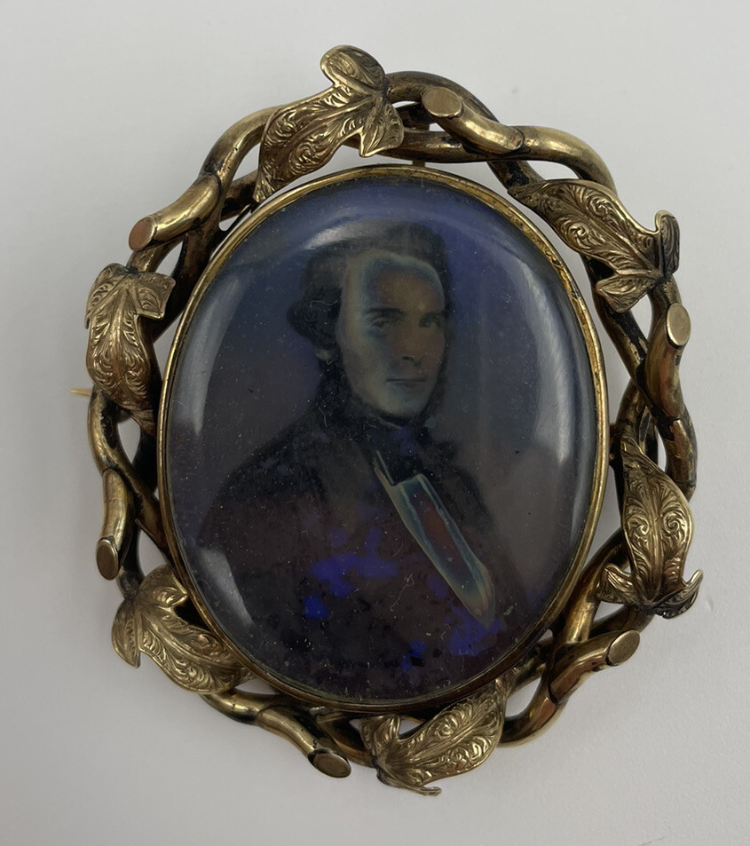 Antique 12k Georgian/Victorian Portrait Hair Mourning Double Sided