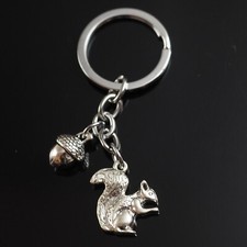 Squirrel Keychain Eating Nut Acorn Nature Charms Pendants Cute Key Chain