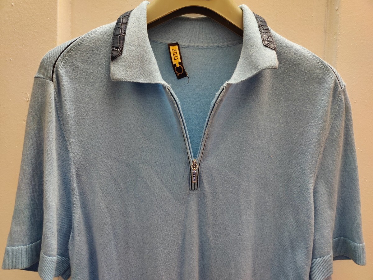 ZILLI POLO T-SHIRTS SIZE 52 CROCODILE DETAILS, RETAIL OVER $1860