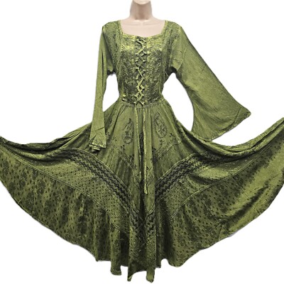 Maxikleid Korsett Schnürung Glockenärmel Renaissancekleid ausgestellt Schnürung 12 14 16