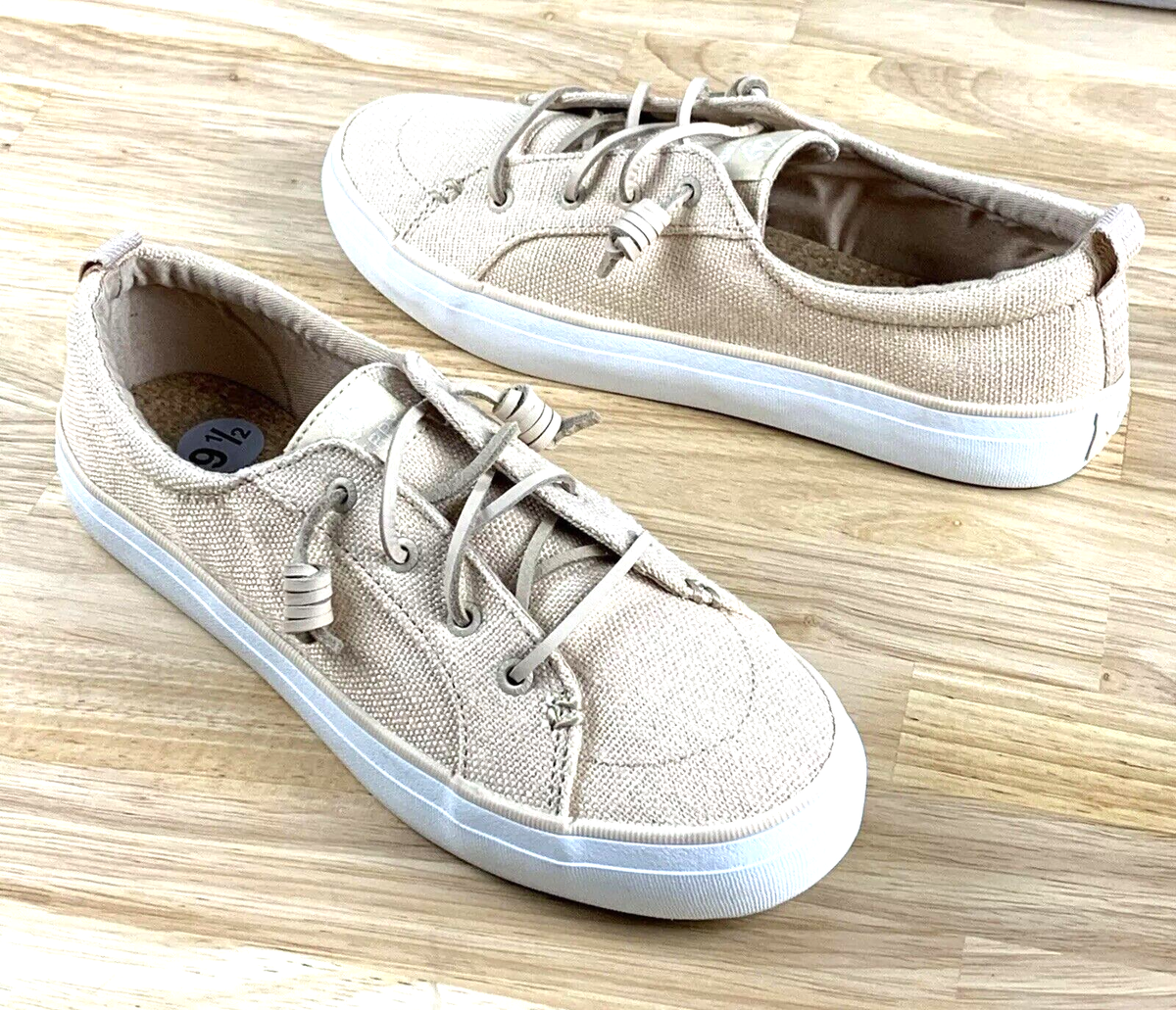 SPERRY SeaCycled Crest Vibe Sneakers Shoes Linen Womens Sz M Baja Pink  Cork