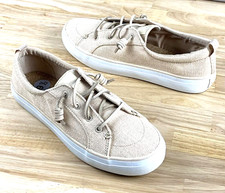 SPERRY SeaCycled Crest Vibe Sneakers Shoes Linen Womens Sz 9.5 M Baja Pink Cork