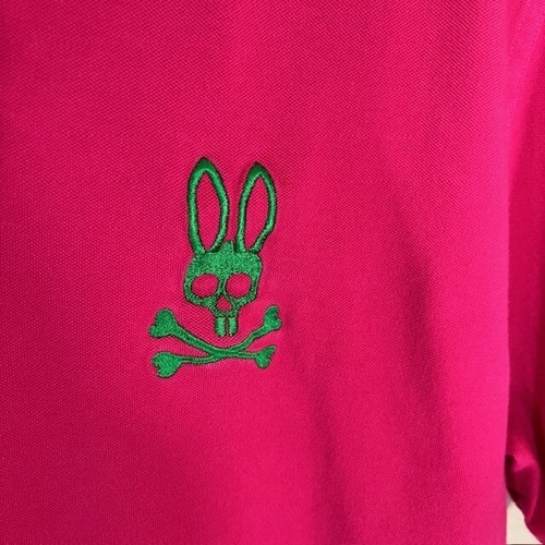 Psycho Bunny Polo Mens 7 (XL) Shirt Pink Green Big Logo Pima Cotton - Picture 5 of 6