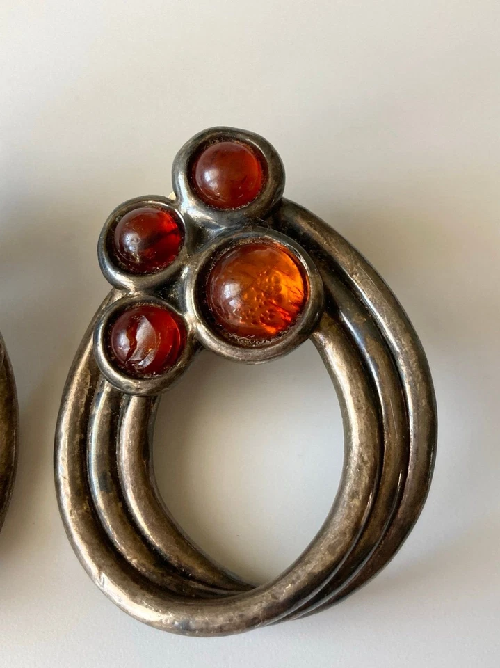 David Varsano Israel enorme plata de ley 925 ámbar genuino clip en pendientes Foto 4 de 4