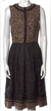 EUC D&G Black and Brown BOUTIQUE Tweed Silk Overlay FlaredDress, Size 40/4