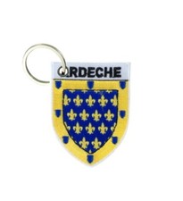 Keychain keyring embroidered embroidery patch flag shield ardeche france