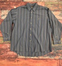 Lacoste Blue Striped Button Down Long Sleeve Dress Shirt Mens Size 43 