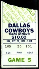 1979 FOOTBALL TICKET COWBOYS ROGER STAUBACH LAST SEASON 2 TD TONY DORSETT 119yds