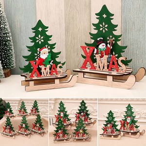 Christmas Eik Santa Diy Wooden Sled Ornaments Xmas Tree Hanging