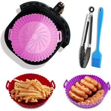 3-Pack Silicone Air Fryer Liners - Easy Cleaning Reusable - 6.5in