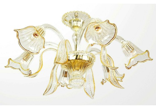 Classic Chandelier In Genuine Murano Glass Handmade In Italy 6 Lights