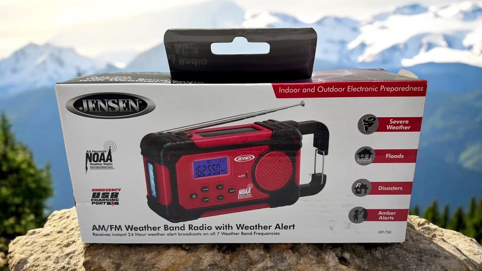 NEW !  JENSEN Portable AM/FM Weather Radio with Weather Alert - Red - Image 2 of 4