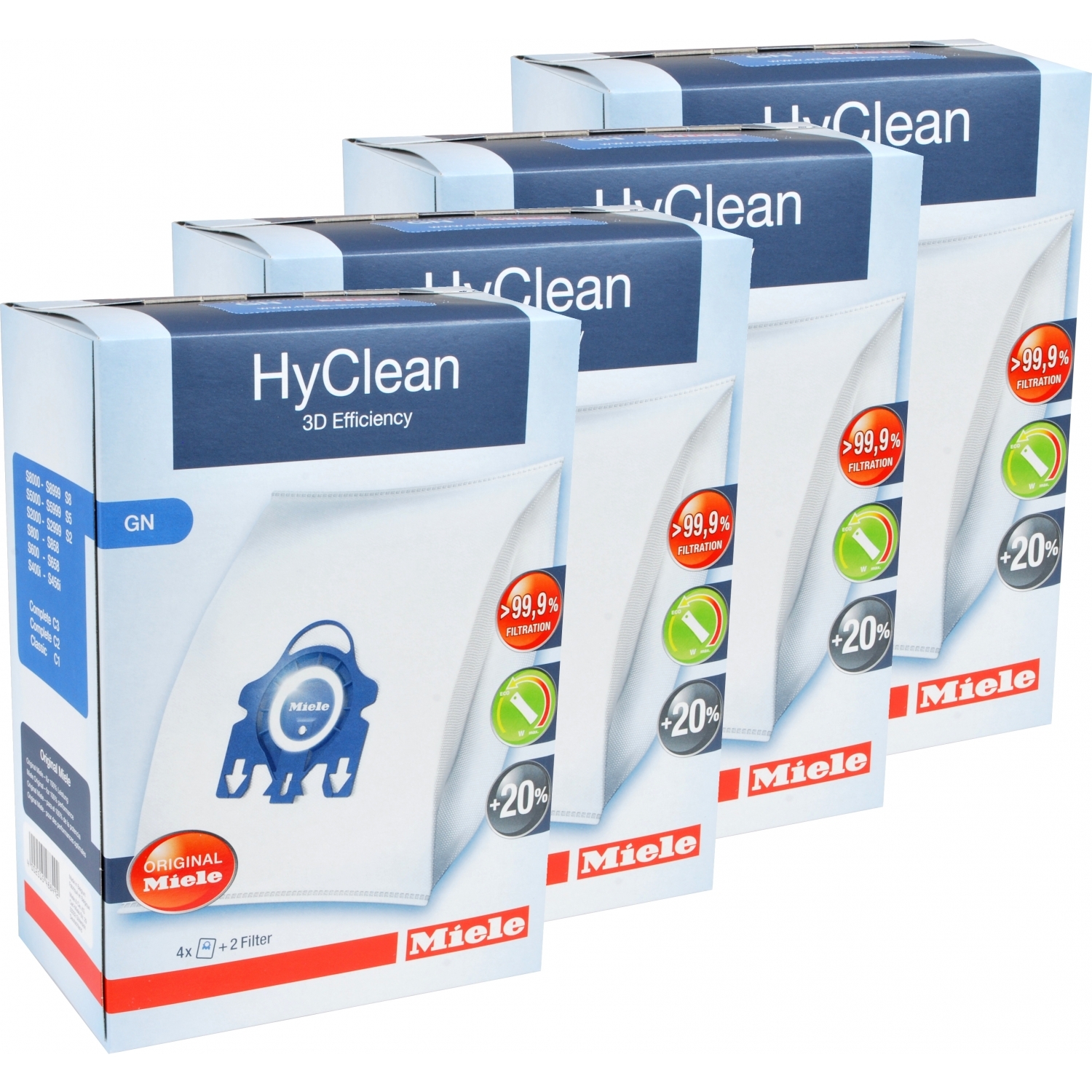 Miele Genuine Vacuum Bags GN Hyclean 3D Efficiency x 4 Boxes