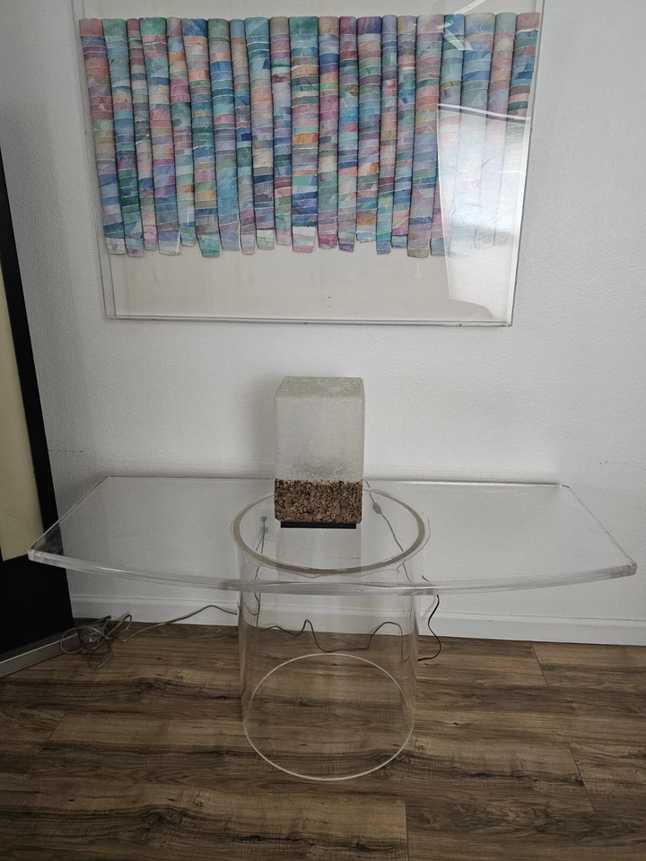 Expositor de pedestal Lucite moderno de mediados de siglo o mesa de centro 52"x22"x22" Foto 4 de 4