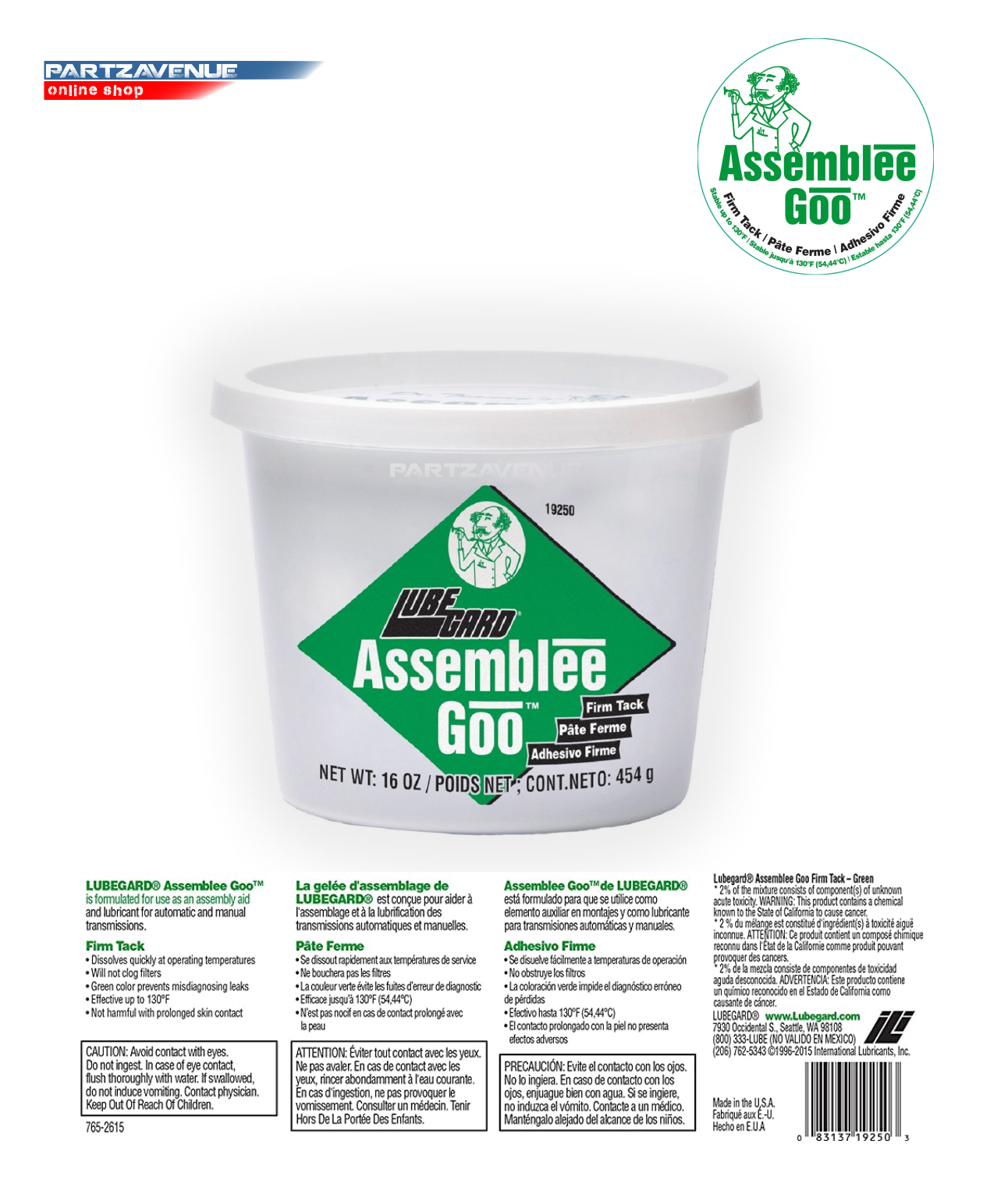 LUBEGARD Dr.Tranny Goo Transmission Assemblee Goo Gearbox Grease Green