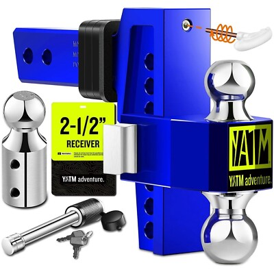 #ad #ad Silver Adjustable Trailer Hitch Fits 2.5quot; Receiver 6quot; Drop Rise Heavy Duty Alu $169.99