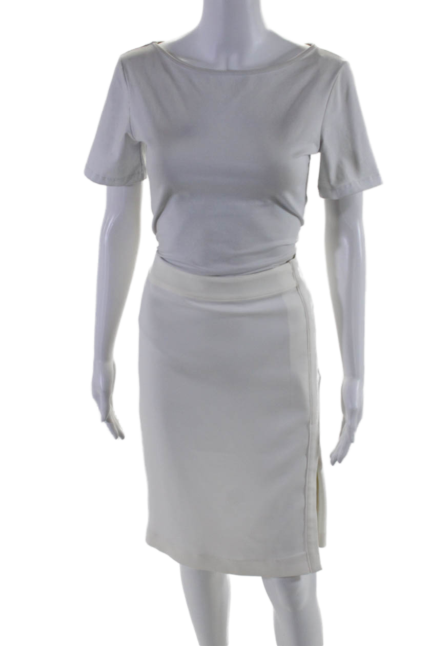 Ferre Milano Womens White Hook Closure Slit Hem A-Line Mini Skirt