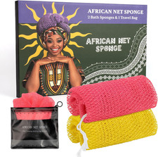 African Net Sponge Authentic with Handles Set of 2 , African Exfoliating Net Sp