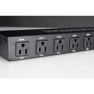 8-Outlet On/Off Rack Mount Power Distribution Panel 8 Edison'S on the Rear Contr
