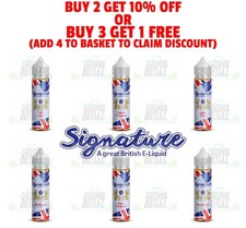 Signature E Liquid 50ml x 2 = 100ml 50/50 VG/PG All Flavours 0mg