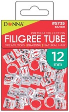 Donna Filigree Tube Hair Accessories, 12mm Premium Metal Cuffs 12mm, SILVER