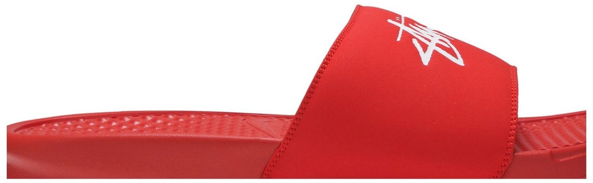 Nike x Stussy Benassi Slides Men Size 10 Habanero Red New With Box