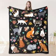 Ultra Soft Kitten Throw Blanket 50x60 Inch Cute Cats Lovers Girls Bed Decor