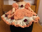 Fibre-Craft Materials Corp 1992 Plastic Toilet Paper Doll Pink Crochet Dress — photo 3