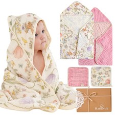 4-Piece Ultra Soft Muslin Baby Towel Set - Ideal for Bath  Beach, 32x32 inc...