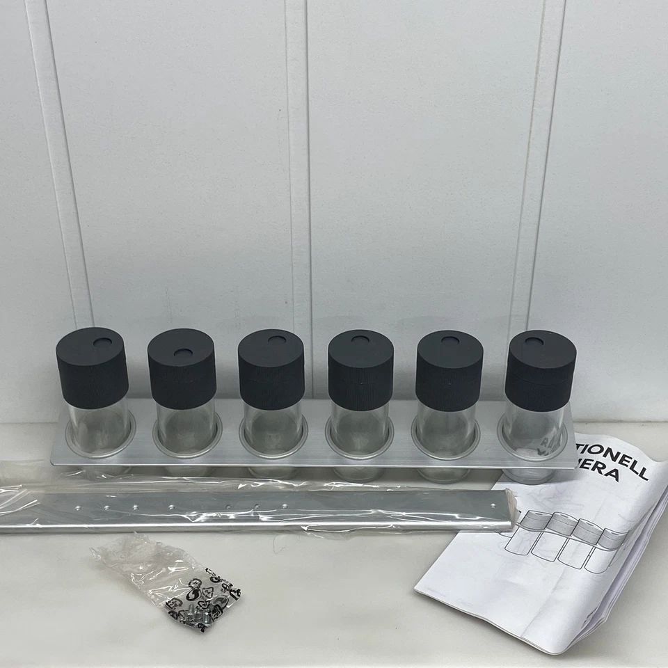 Conjunto de 6 frascos de especiarias IKEA Rationell Variera com rack novo na caixa - Imagem 2 de 4