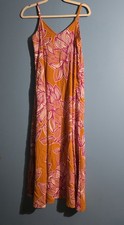 Versona Orange Pink Floral Maxi Dress - Strappy Sleeveless, V-Neck, Size S