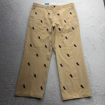 Castaway Nantucket Island Men 36 Khaki Black Lab Embroidered Critter Chino Pants