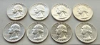 8x 90% SILVER Washington Quarters ~ $2 Face ~ 1963-1964 Junk Silver Lot ~ 1.45oz