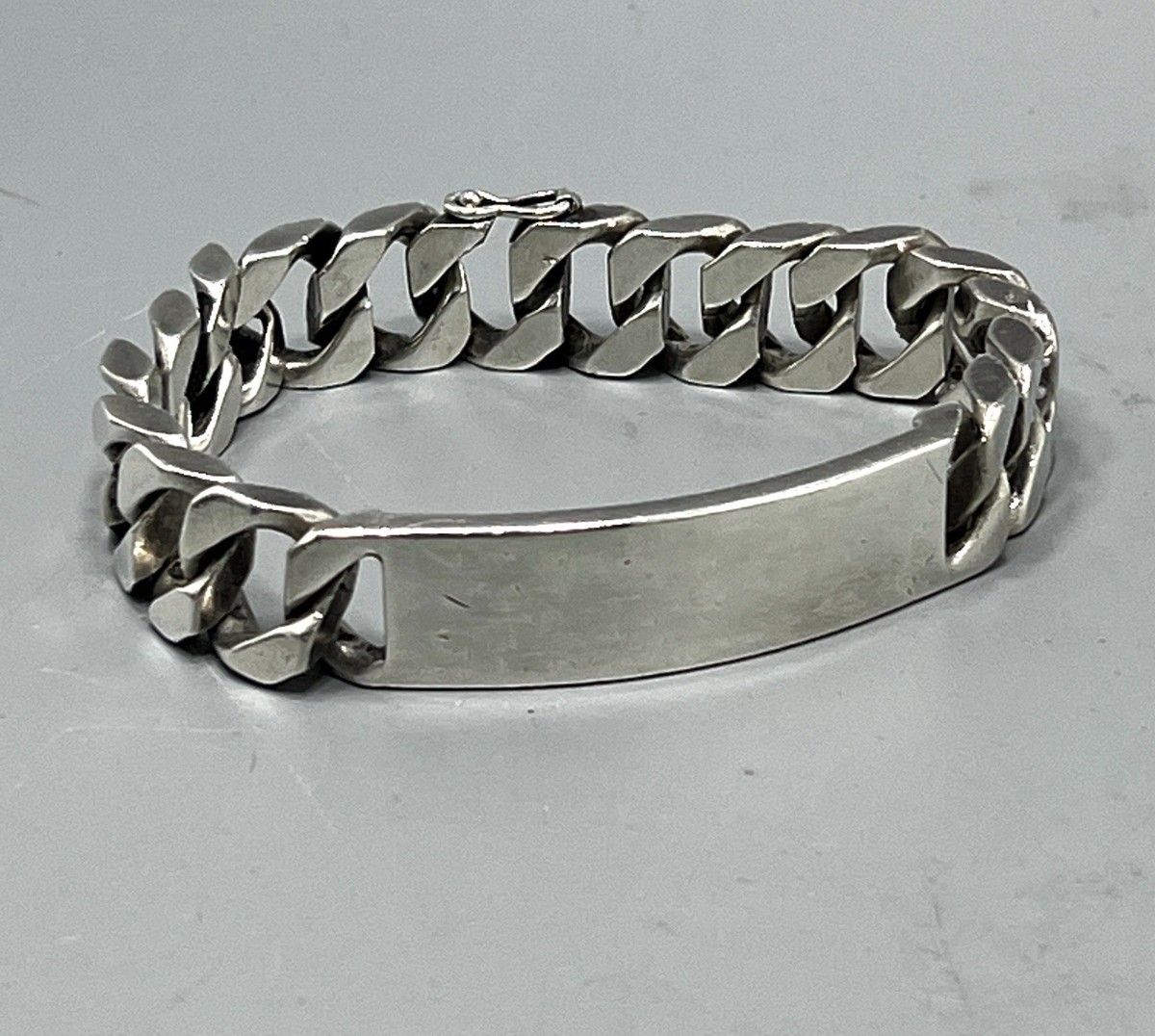 Mens Heavy Sterling Silver I.D. Bracelet. | eBay