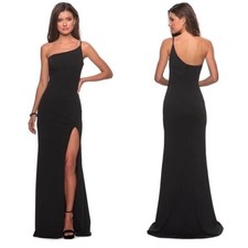 La Femme 28176 Black One Shoulder Gown Size 4 NWT