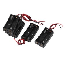 5 Pcs 3V Power Supply 2 x AA Battery Holder Storage Case Box 15cm Wire Lead