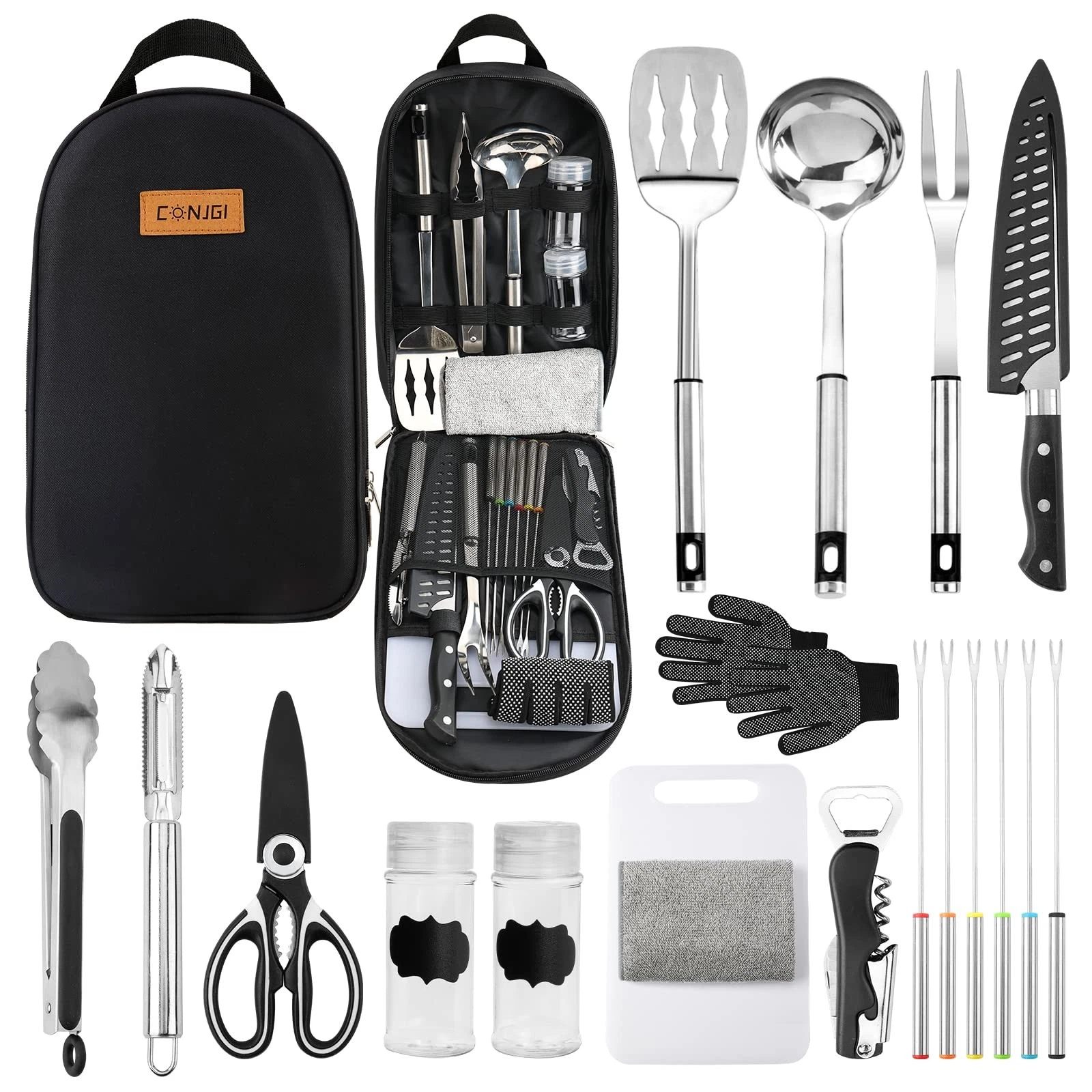 Portable Camping Cooking Utensils Set Bag Suitable for Fork, Spoon, Chopping ...