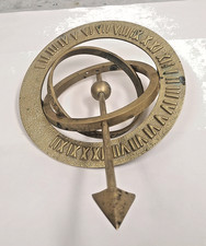 Schwere Messing Tisch Armillar Kugel Globus Sonnenuhr mit Pfeil & römischen Ziffern