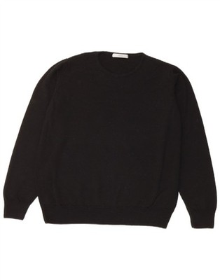 Marks & Spencer Womens Crew Neck Jumper Sweater UK 14 Large Black New Wool DO24