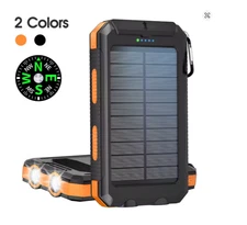 Ultra-Thin 10000mAh Solar Power Bank Dual USB Type-C LED Light Clip