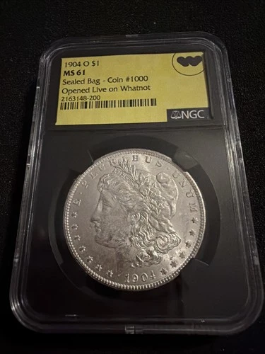 1904 o Ms 61 Morgan Dollar NGC Graded Sealed Bag Final Coin  1000/1000 Last
