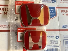 2pcs set Honda Fit GD 06 - 08 JDM Red H Front Rear Type R grille emblem logo