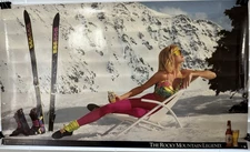 Rare 1991 Coors Light Snow Bunny Skiing Rocky Mountain Beer Poster 29.5” X 17.5”