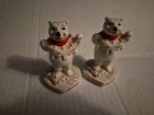 2 Vintage 1996 Ceramic Coca Cola Polar Bear Figurine "Always You Always Me"