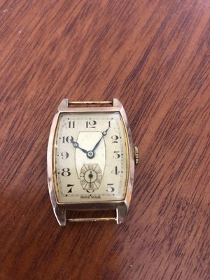 Art Deco Mens 9ct Slolrace tank wristwatch watch case rare collectible